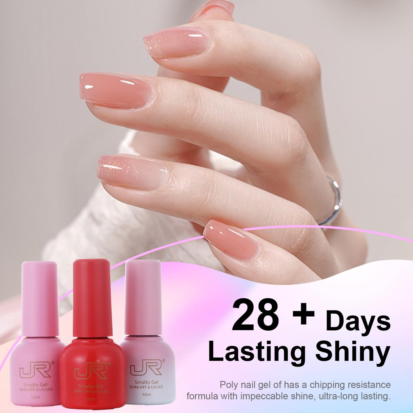 JR 35pcs 10ml Gel Nail Polish Same Color Same Bottle Red Pink Nude Gel Polish Set Base Top Matte Coat For Nail Salon Professional Nail Art Manicure for Women A Set