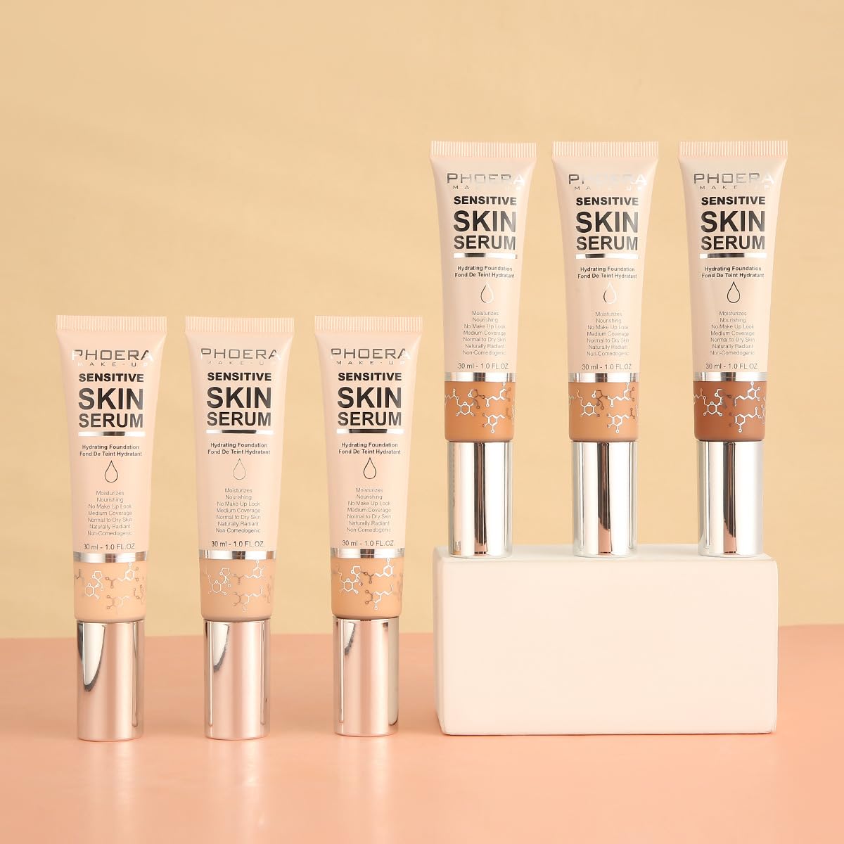 PHOERA Hydrating Serum Foundation,Flawless Full Coverage and Hypoallergenic Makeup Base Foundation. (N01 Porcelain, norm)