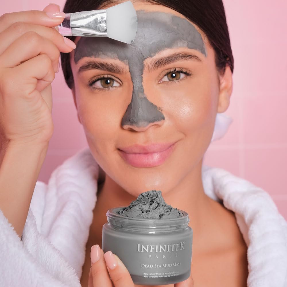 Infinitek Paris | Dead Sea Mud Mask | Galentine’s Gifts & Valentine’s Day Gifts for Women | Face Mask for Acne Treatment, Blackhead Remover, Antioxidant Pore Cleaner | 2.47 oz / 70 g