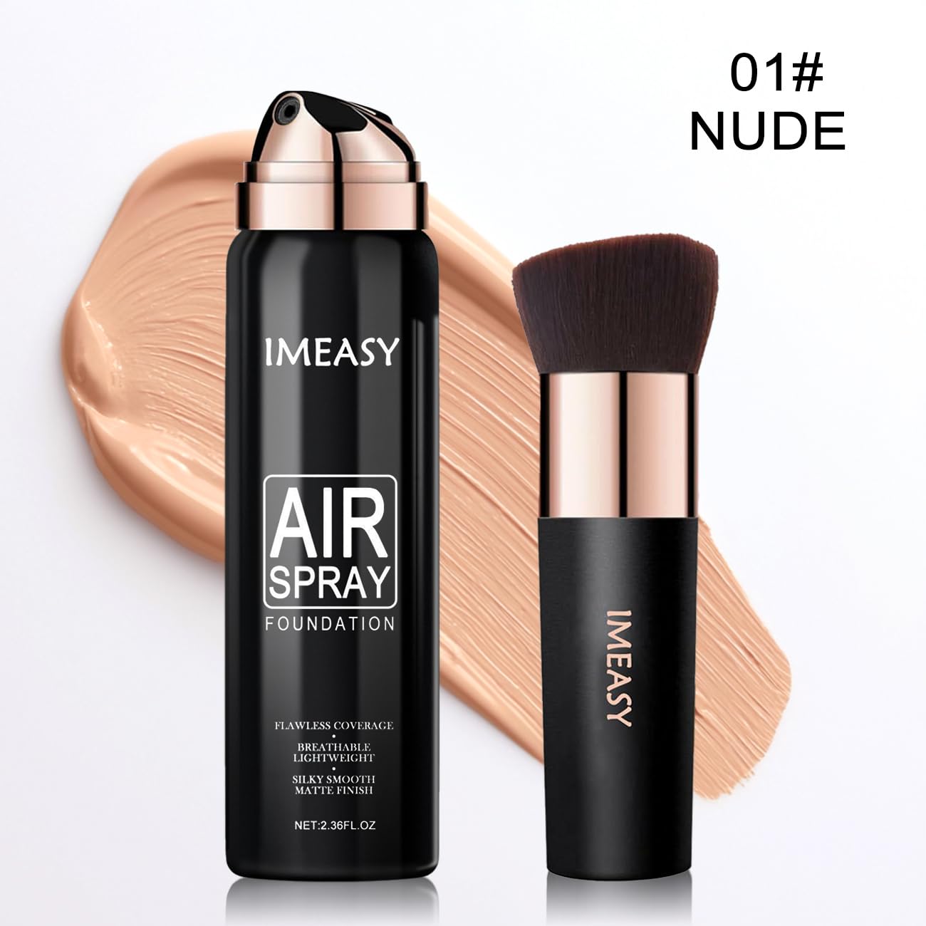 Airbrush Makeup Foundation Spray, Flawless Full Coverage Foundation, Long-Lasting, Breathable & Moisturizing for Older Women, Teens, and Mature Skin, Buildable Coverage for Smooth Radiant Skin (NUDE)