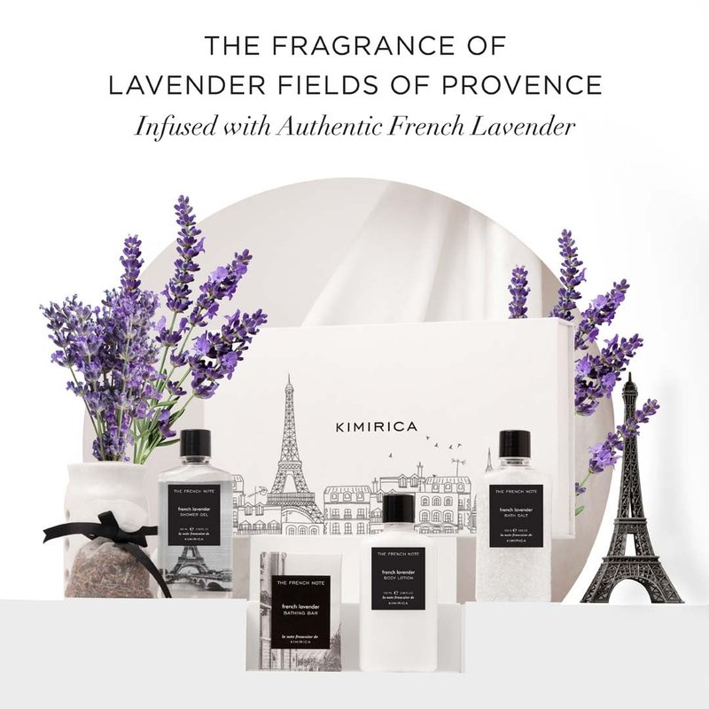 Kimirica Luxuriously Crafted French Lavender Gift Set - 5 Piece Pampering Kit for Men & Women | 100% Vegan