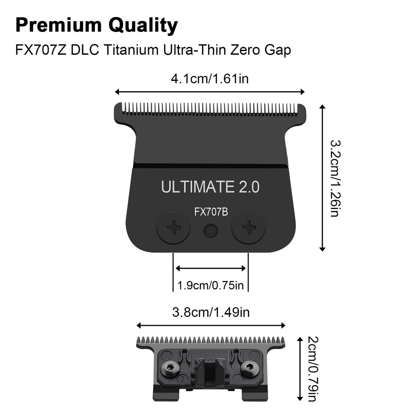 2PCS Replacement Trimmer Blades Compatible with BaBylissPRO FX787 & FX726 Trimmer,FX707Z DLC 2.0 Trimmer Blades Compatible with BaByliss Barberology Trimmer Blades,Black