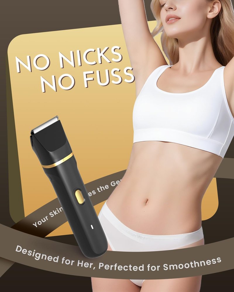Bikini Trimmer for Women - 5-in-1 Electric Razor for Sensitive Skin | Waterproof Hair Removal Shaver - Black