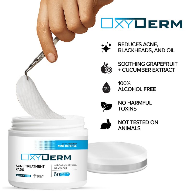 Acne Treatment Pads - Clear Clogged Pores & Fight Breakouts | 60 Count, Oily Skin Solution