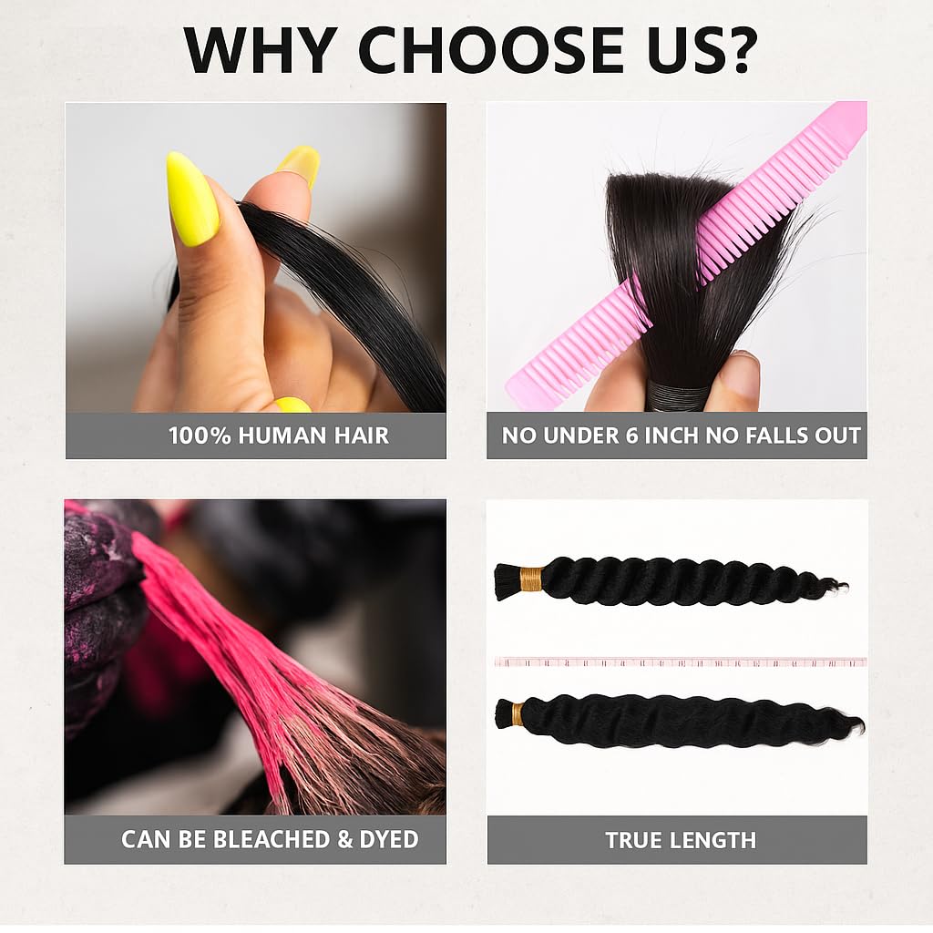 Human Hair 12A– Boho Style Bundles (22, 20, 18, 16 Inch) – Soft, Natural, Tangle-Free, Shedding-Free, for Braids, Weaves & Protective Styles (20 Inch)
