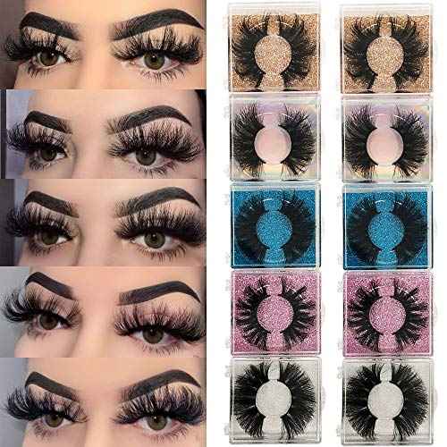 25MM Mink Eyelashes Wholesale Ninglash 10 Pack False Eyelashes, Christmas Gifts for Women Dramatic Real Mink EyeLashes, Thick HandMade Full Strip Lashes, Crueltyl Free Fluffy Lash, 3D Mink Lashes Bulk