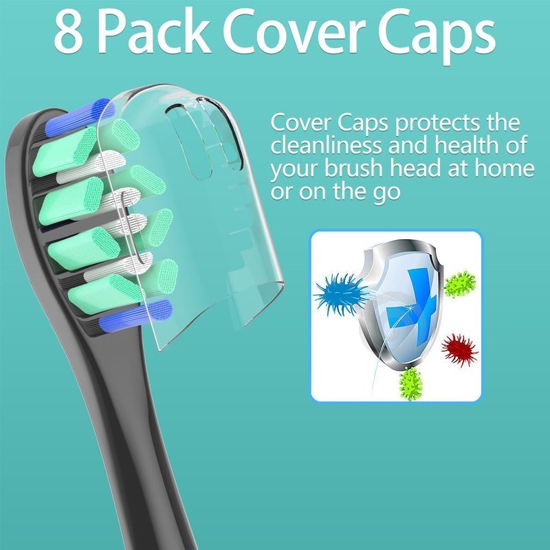 Sonicare Replacement Brush Heads - Compatible with Philips Electric Toothbrushes | 16-Pack (8 White + 8 Black)