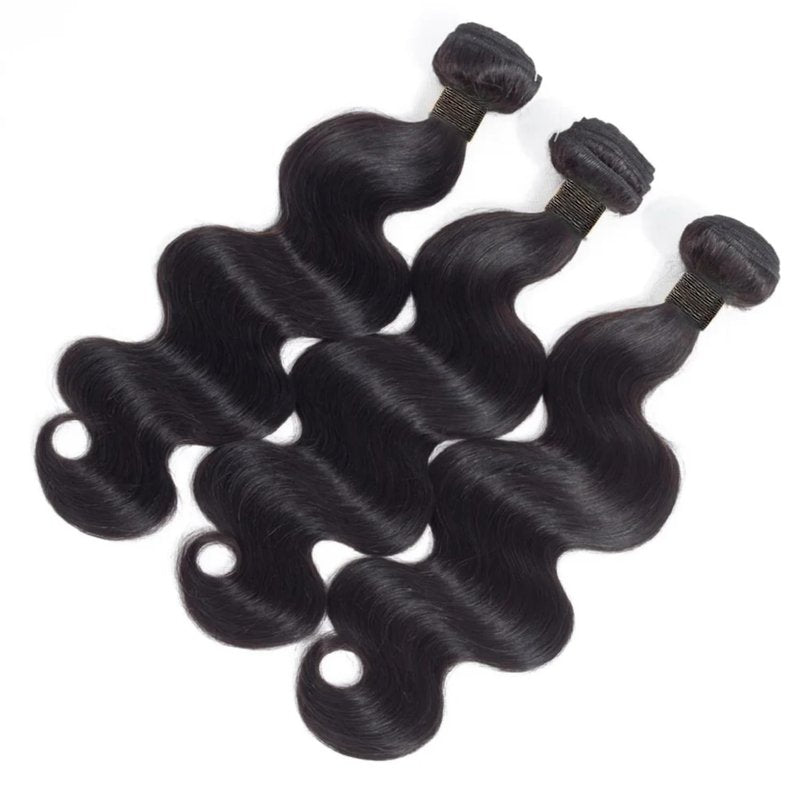 Body Wave Bundles - Unprocessed Brazilian Virgin Human Hair Weave Extensions | Natural Black, 14-Inch (3 Bundles)