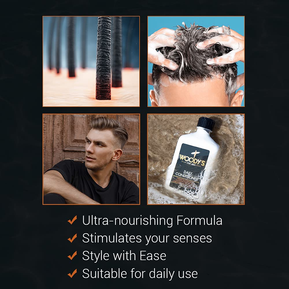 Woody's Daily Hair Conditioner for Men - Hydrating Mens Conditioner & Nourishing Hair Care, Paraben-Free Formula, 12 fl oz