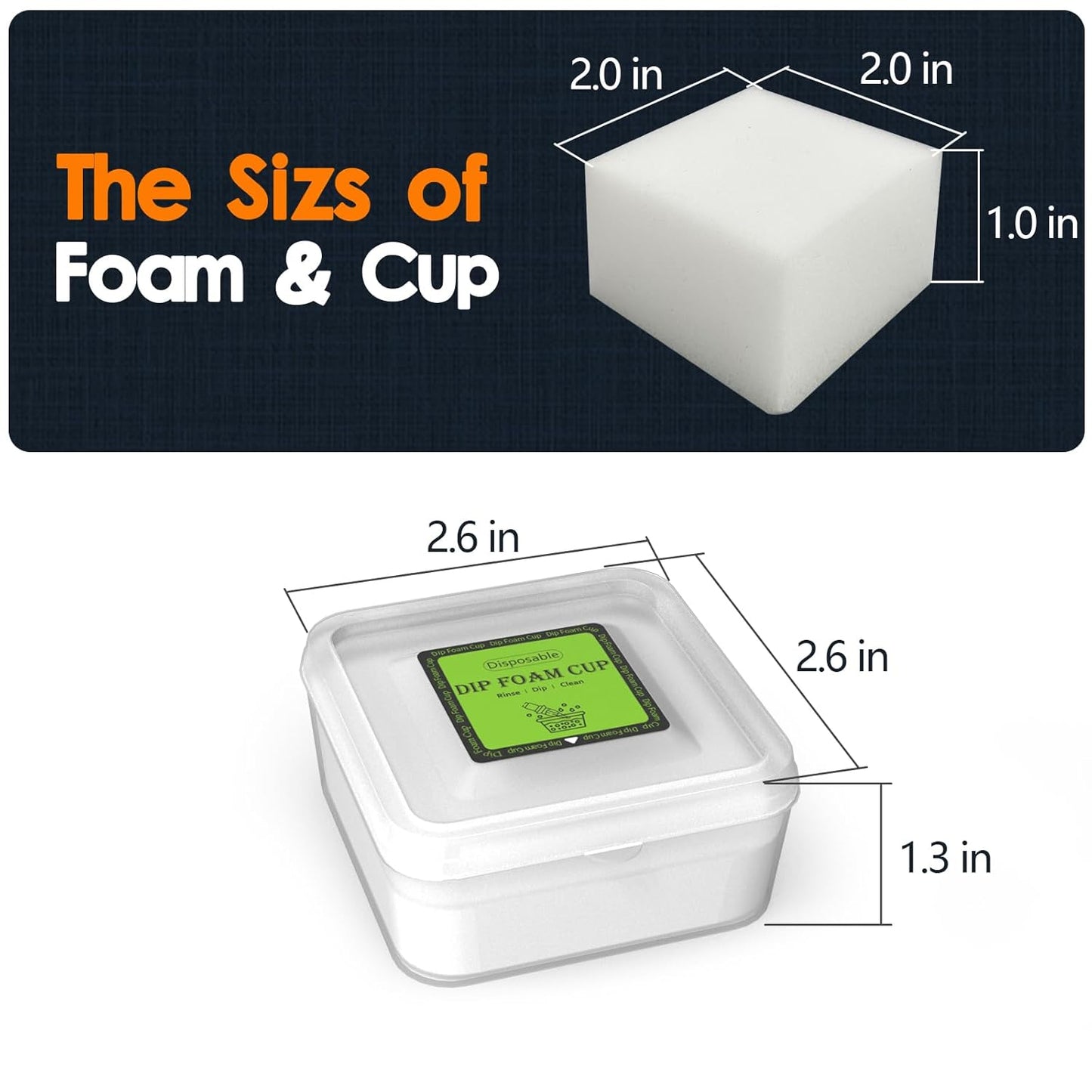 Disposable Rinse Caps - 60Pcs Square Dip Foam Cups for Tattoo Color Switching & Needle Cleaning