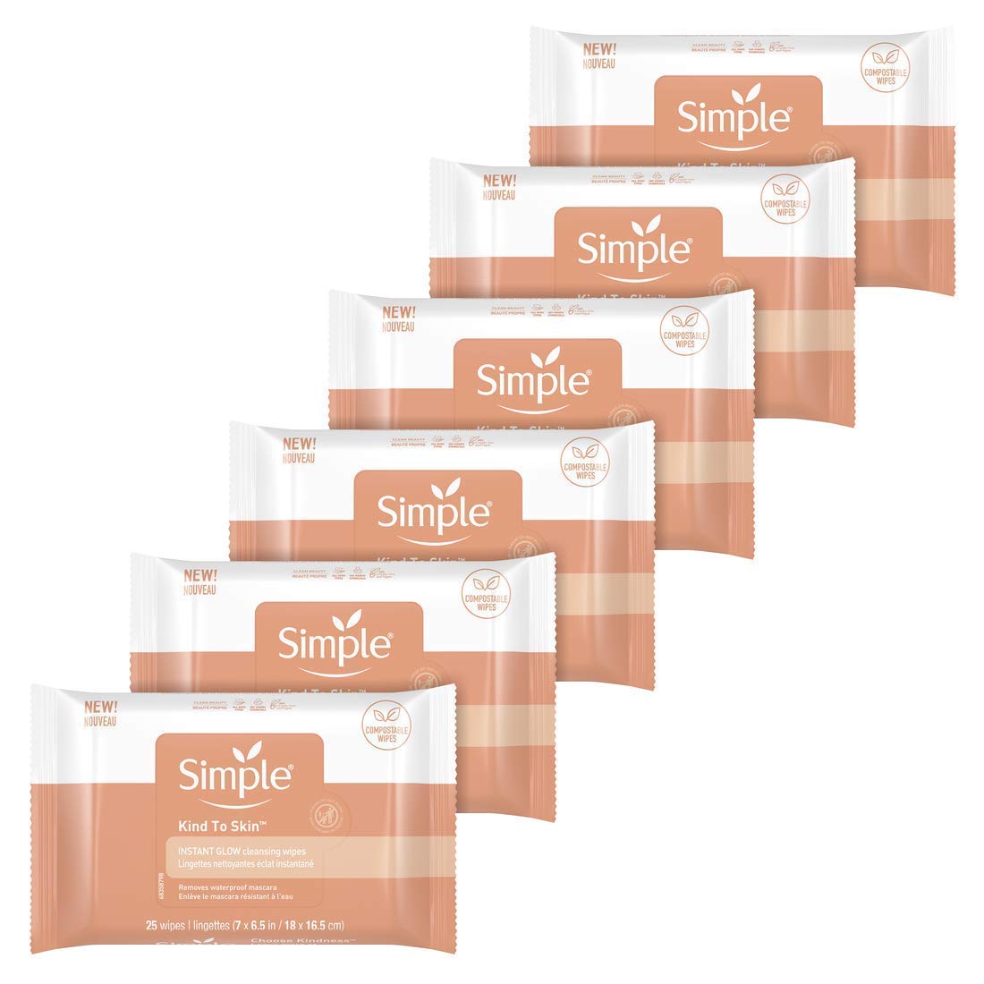 Simple Skin Care - Facial Cleansing Wipes, 25 Count, Instant Glow & Defend, Compostable, Skin Brightening, Moisturizing, Free of Harsh Chemicals, PETA Cruelty-Free