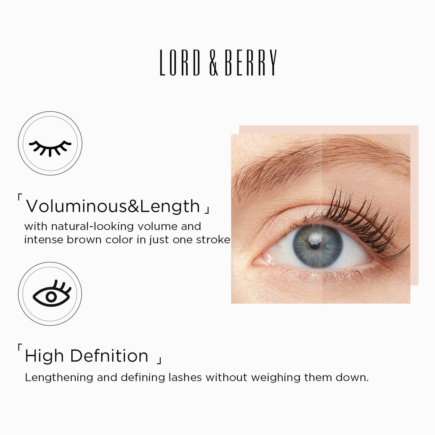Lord & Berry High Definition Brown Mascara - Water Resistant, Intense Color | 0.6 oz