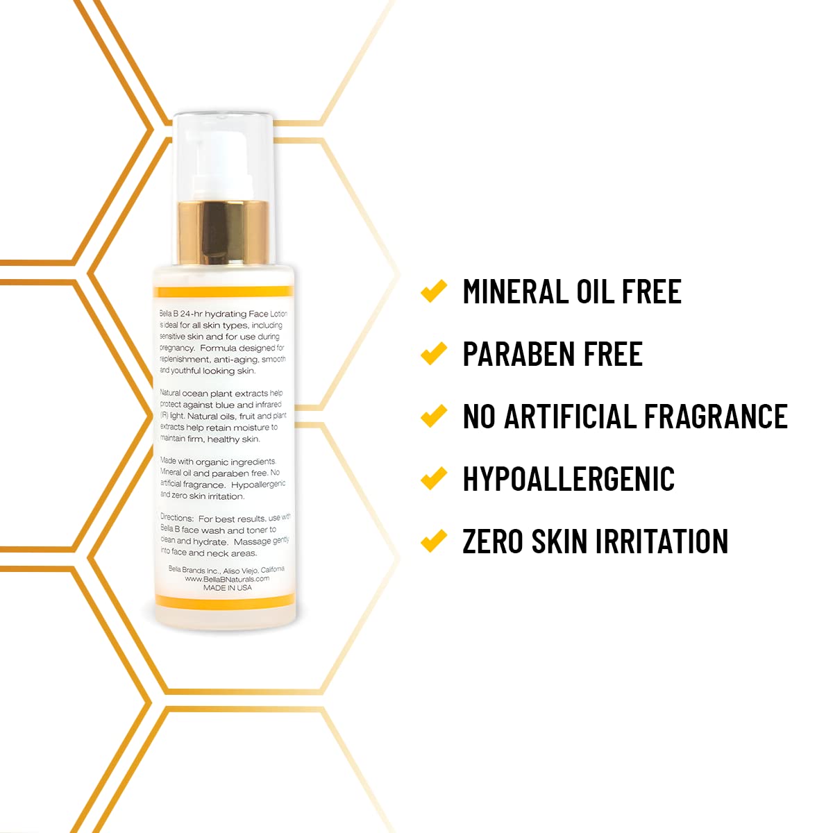 Bella B Face Lotion 3.4 oz Bottle - Facial Glow - Pregnancy Skin Care - Pregnancy Face Moisturizer - Pregnancy Safe - Healthy Beauty - Natural Face Moisturizer - Natural Face Lotion