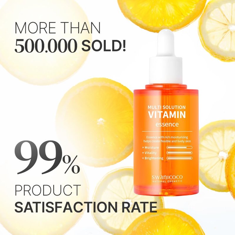 Swanicoco Pregnancy Safe Skincare Brightening Duo - Vitamin Essence & Peptide Eye Care for Even Skin Tone | Dark Circles Relief