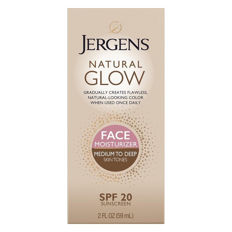 Jergens Natural Glow Self Tanner - Daily Face Moisturizer & SPF 20 Sunscreen | Medium to Deep Skin Tone