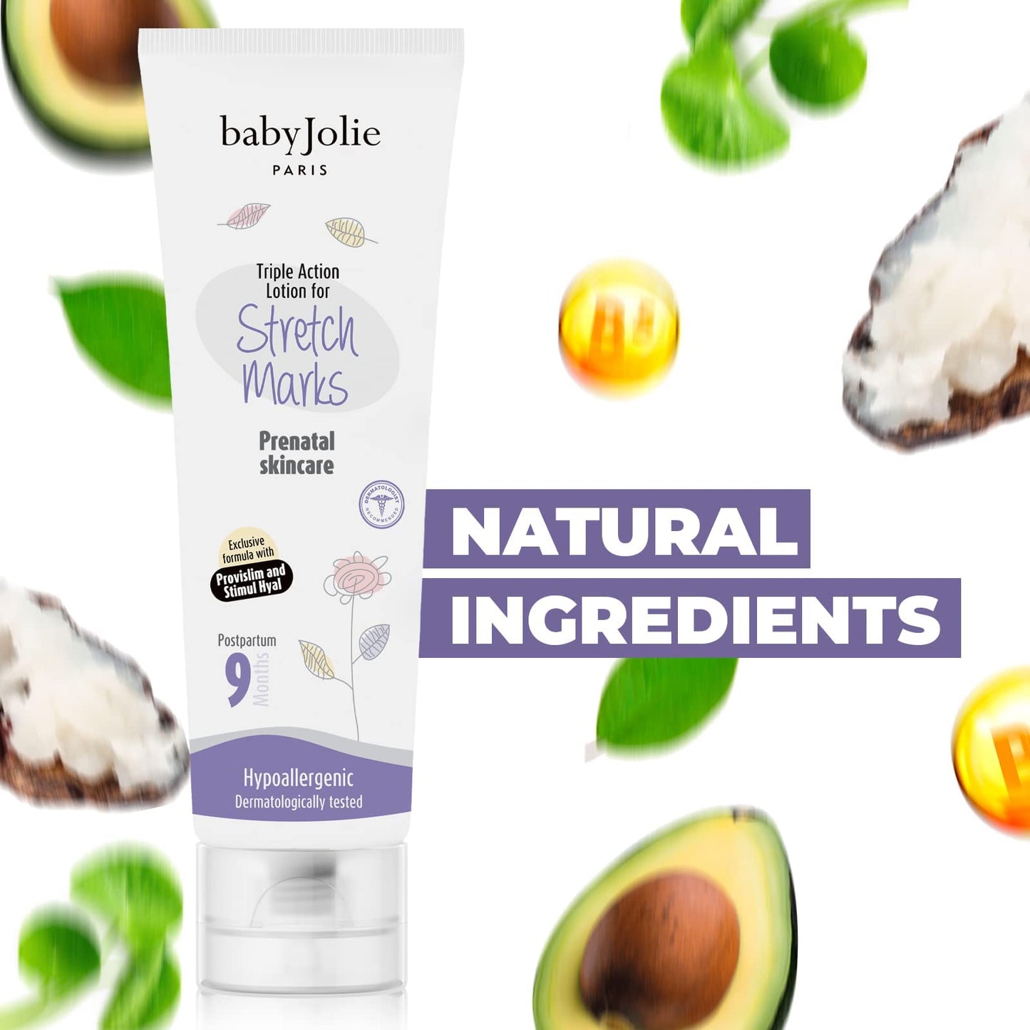 Baby Jolie Stretch Mark Cream for Pregnancy – Hydrating Belly Lotion for Expecting Moms – Nourishing Shea Butter & Botanical Oils – 7.5 oz
