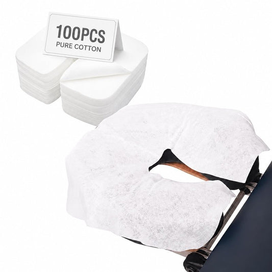 Fuveuua 100PCS Disposable Face Cradle Covers Soft & Heavy Microfiber Massage Chair Cover Ultra Soft Non-Sticking Massage Headrest Covers for Massage Tables & Massage Chairs Latex-Free