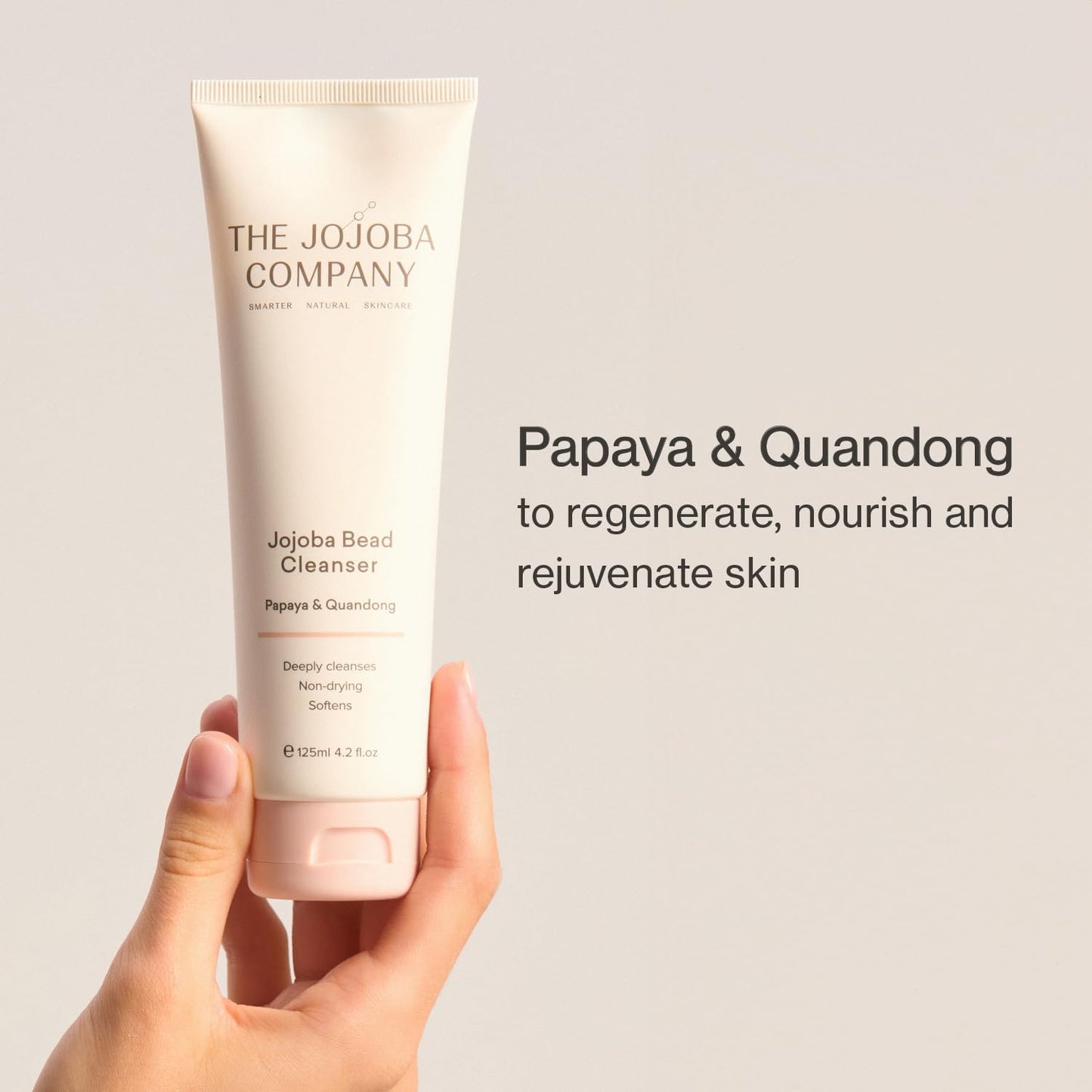 Jojoba The Company Bead Cleanser with Papaya & Quandong – Creamy Exfoliating Face Wash for All Skin Types – Hydrating & Gentle Daily Cleanser Beads for Smooth, Radiant Skin – 125ml