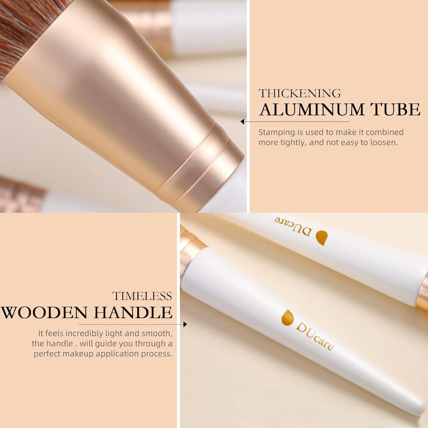 Makeup Brushes Set - 14Pcs Professional Synthetic Brush Kit for Blush, Foundation, Eyeshadow | Includes Makeup Bag, White