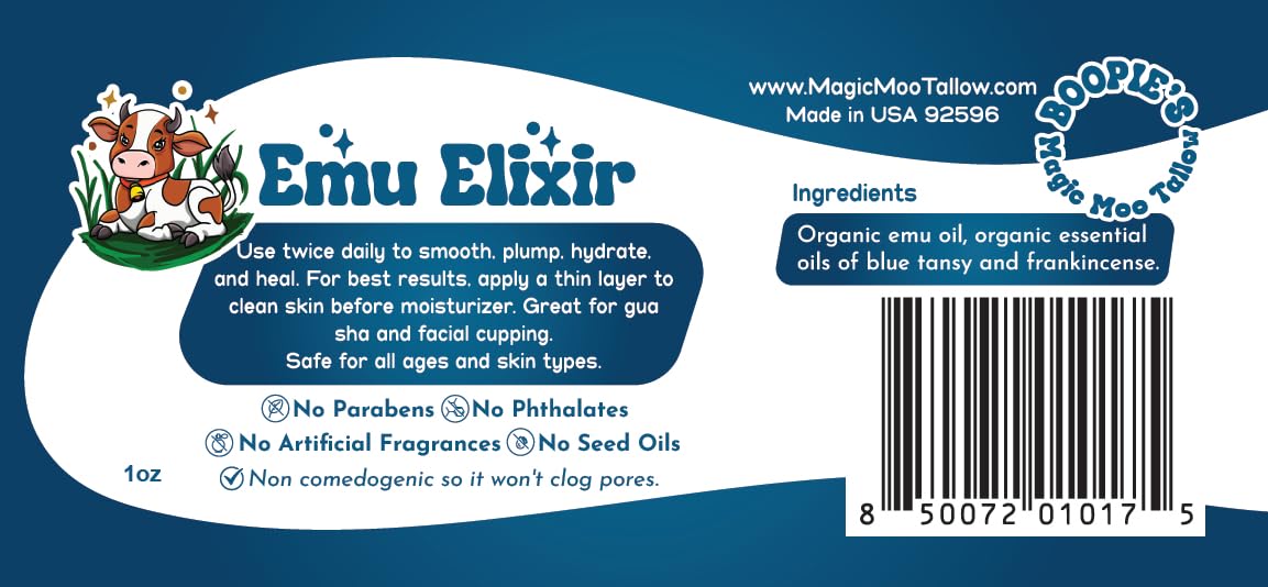 Emu Elixir Serum for hydration, morning and evening moisturizer, facial massage, fine lines and wrinkles, gua sha, cupping, acne, eczema and more. Organic and chemical free emu oil.