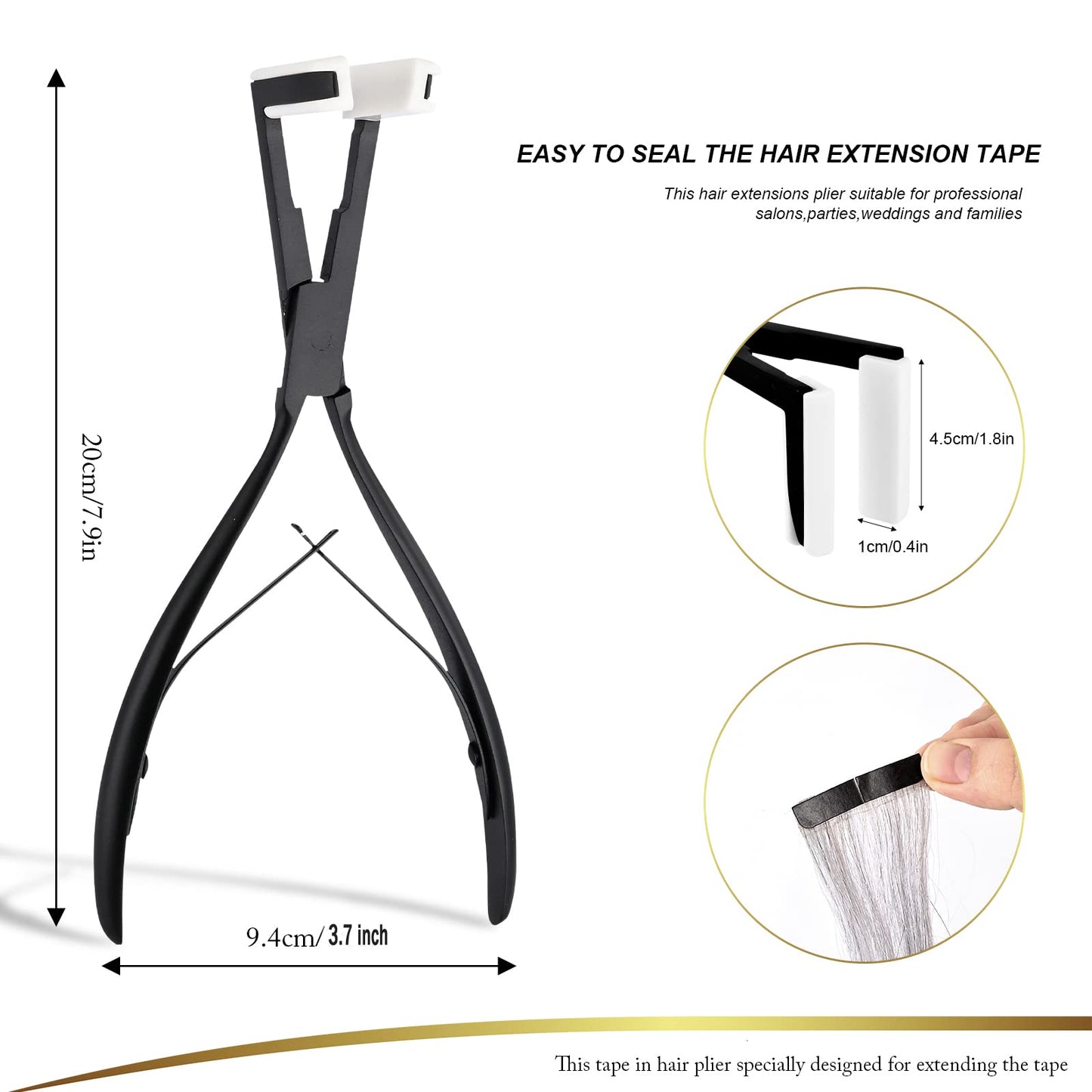 EHDIS Hair Extensions Tools Kit Tape in Hair Extensions Pliers Flat Surface Hair Sealing Pliers with Double-Sided Hair Extension Replacement Tape Lace Front Wig Adhesive Tape Roll Tape Scraper Tool