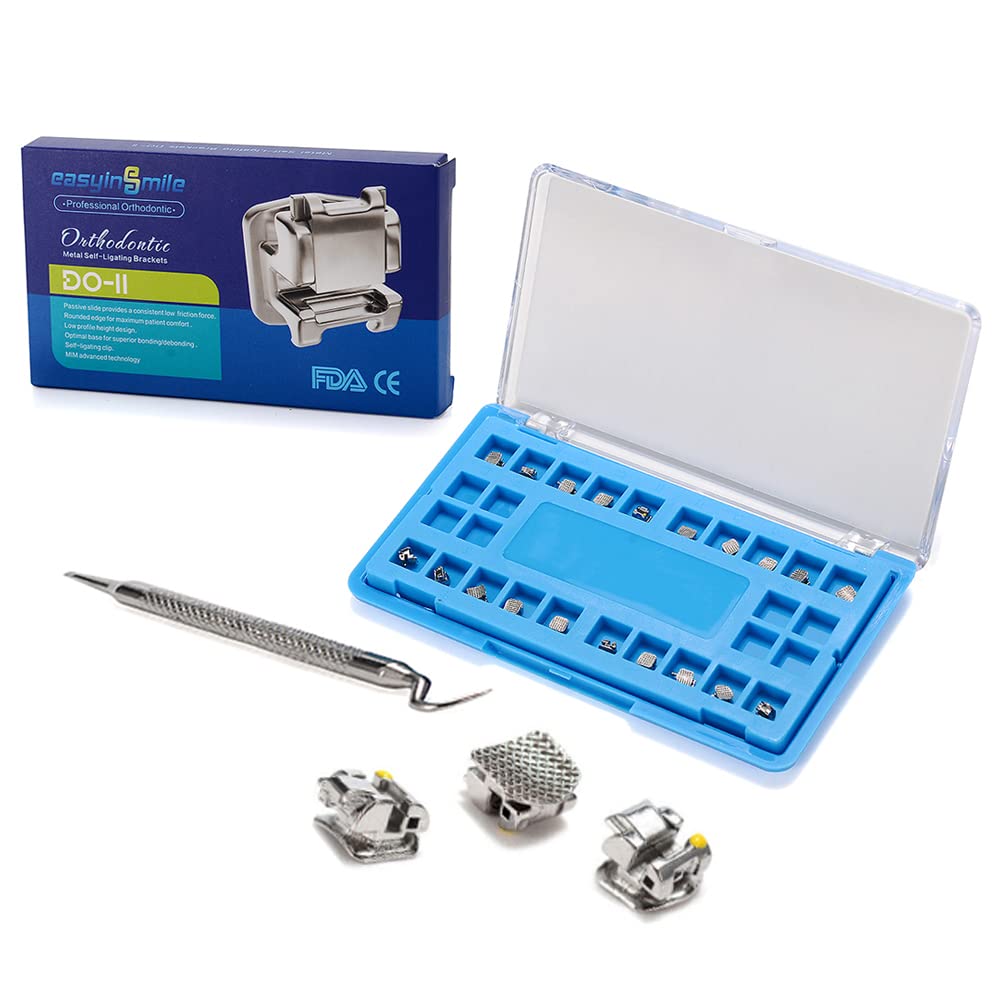 SNAWOP Orthodontic Self-Ligating Brackets 20PCS Dental Metal Braces with Open Tools Slot. Roth 022 3-4-5 with Hooks