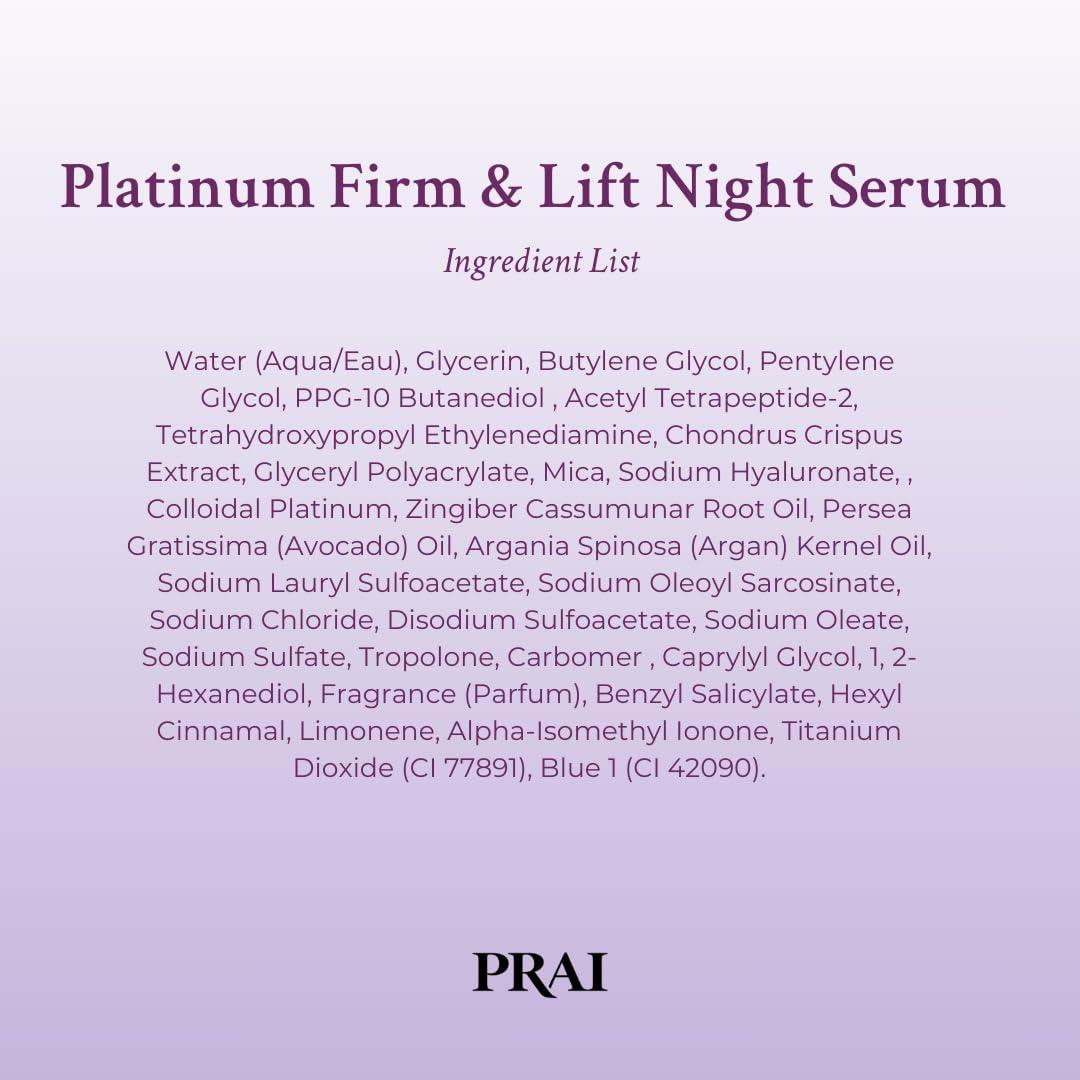 Platinum Firm & Lift Night Serum - Anti-Aging Face Serum for Instant Lift | Vegan & Cruelty-Free, 1 Fl Oz