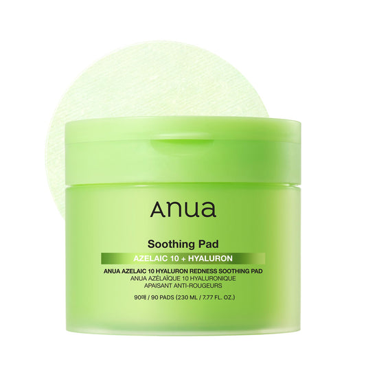ANUA Azelaic Acid 10 Hyaluronic Acid Soothing Toner Pads, Hydrating Facial Mask for Redness, Pore & Blemish Care, Quick & Easy Stretchable Formula, Korean Skincare, 90 Pads