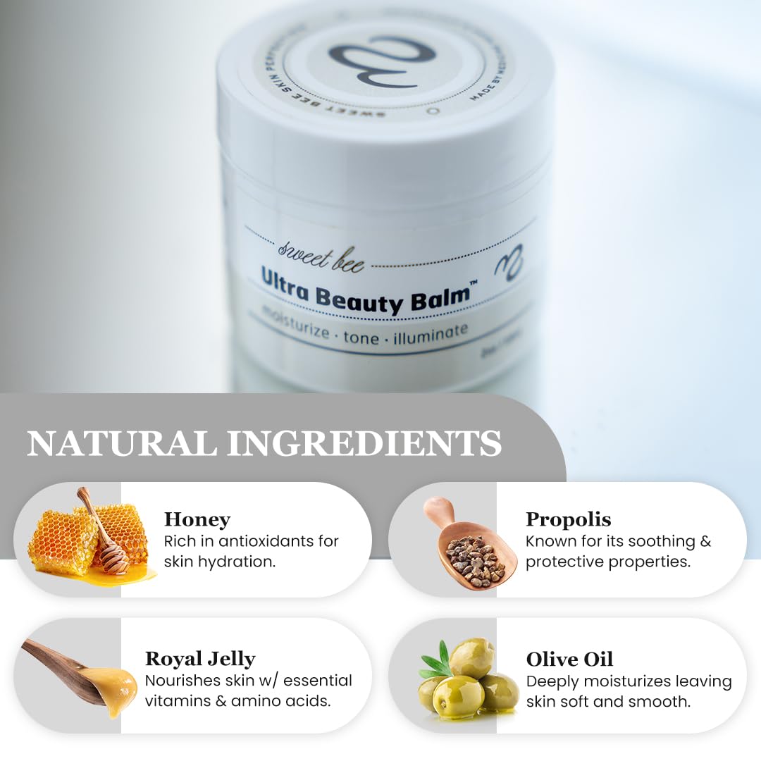 Sweet Bee Naturals Ultra Beauty Balm – Certified Organic Moisturizer Face Cream, Hydrating, Anti-Aging, Soothing, Firming, & Nourishing Facial Moisturizer, Face Lotion with Honey & Beeswax 2 oz