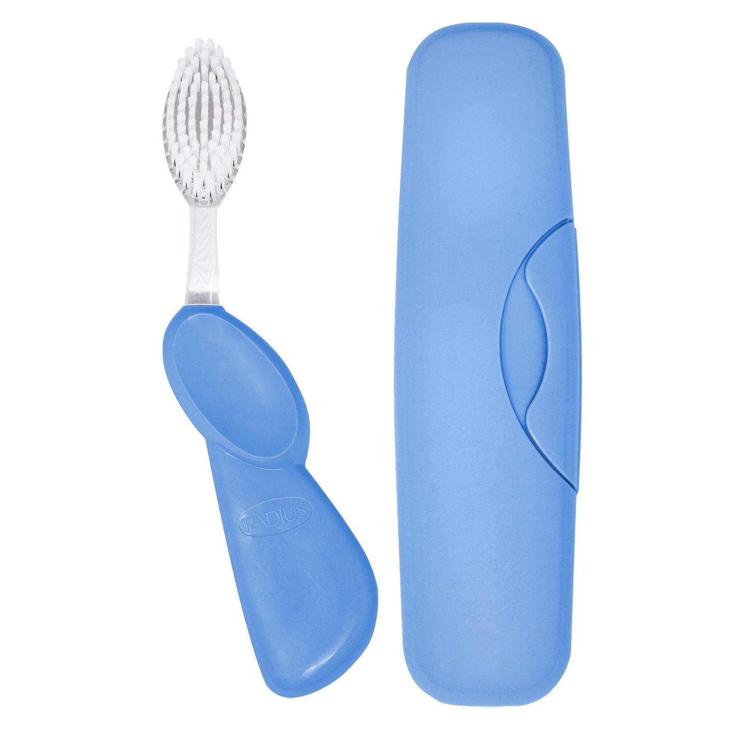 RADIUS Toothbrush Big Brush with Replaceable Brush Head BPA Free ADA Accepted - Right Hand - Pastel Periwinkle Blue Brush with Pastel Periwinkle Blue Case