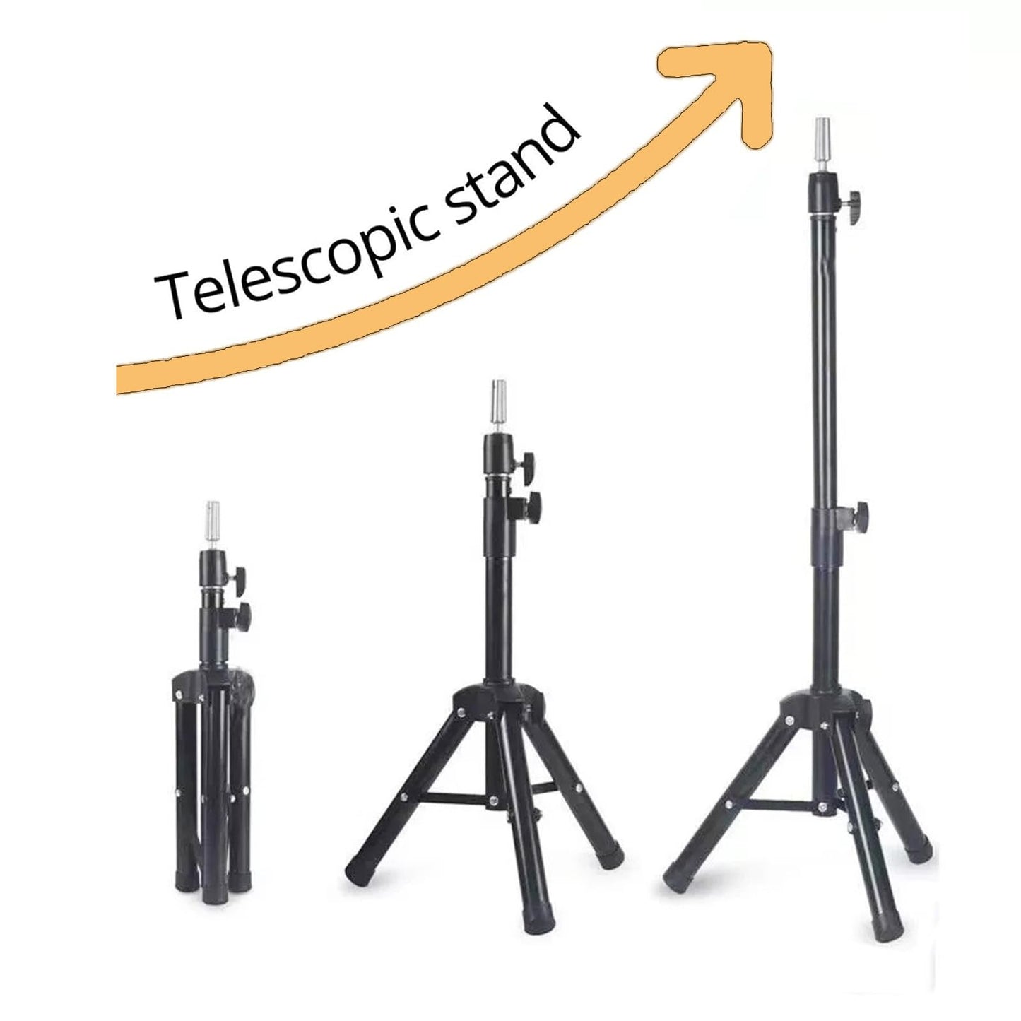 Reinforced Wig Stand Tripod 59" Heavy Duty Adjustable Mannequin Head Stand Tripod for Styling Cosmetology Hairdressing Training, Pink Wig Head Stand Sets with Wig Caps,Comb,Hair Clips, T-Pins,Headband