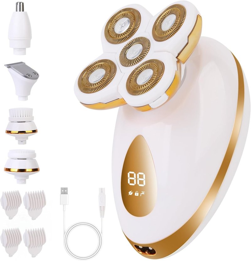 5-in-1 Electric Razor for Women - Waterproof Facial Hair Remover & Shaver | Rechargeable Travel Kit for Sensitive Skin