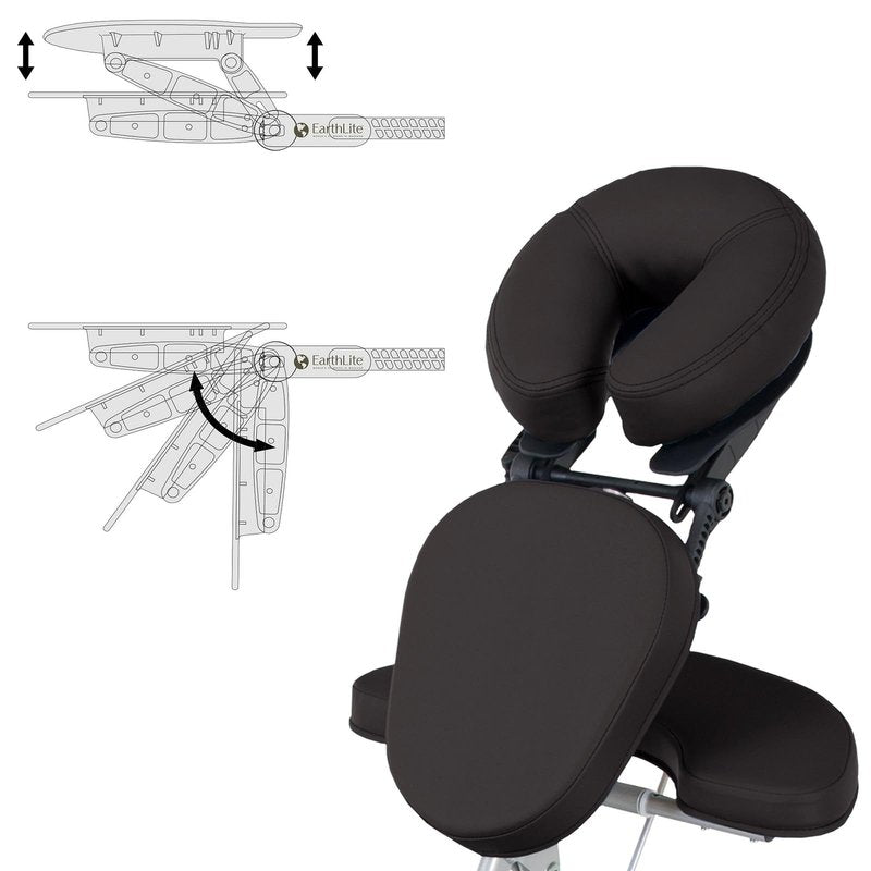 EarthLite Portable Massage Chair Package Vortex - Portable, Compact, Strong and Lightweight incl. Carry Case, Sternum Pad & Strap (15lbs), Black