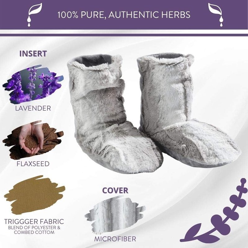 Sonoma Lavender Spa Booties - Microwavable Heated Slippers for Herbal Aromatherapy | Luxury Foot Warmers