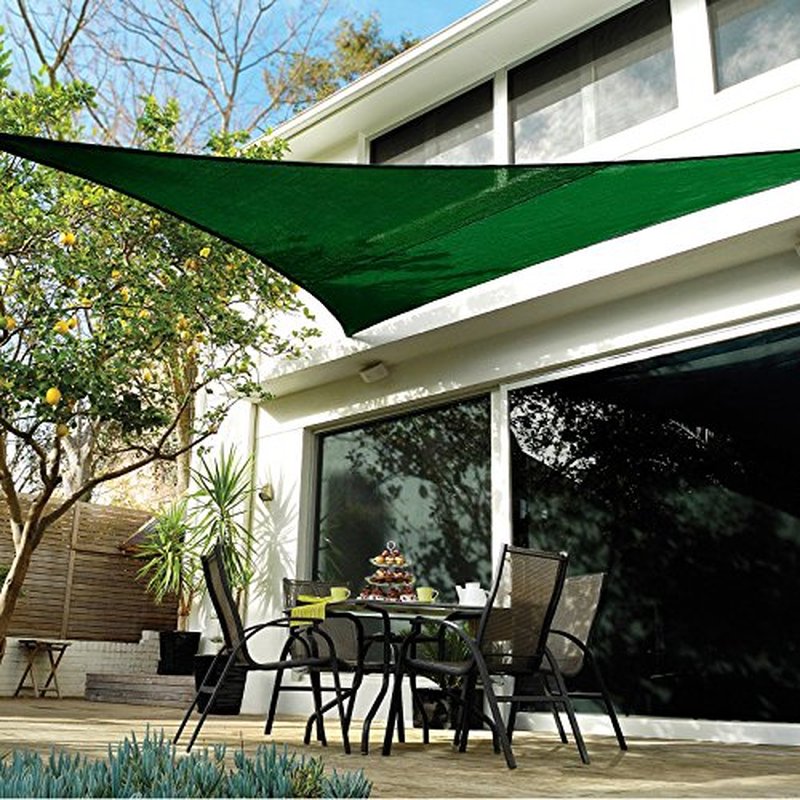 Coolaroo Coolhaven Shade Sail Kit - 95% UV Block Breathable Outdoor Sun Shade with Stainless Steel Hardware for Patio, Deck, Garden, or Pool, 18 ft Triangle, Sapphire