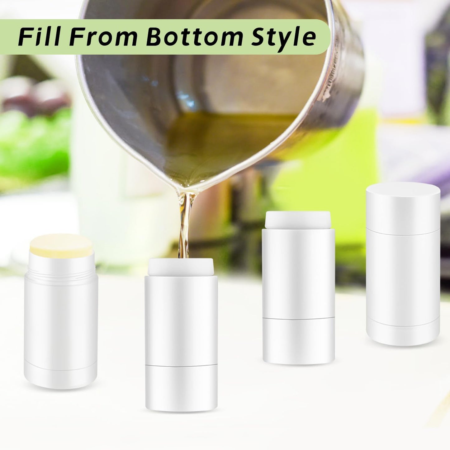 Minsily 10 Pack Empty Deodorant Container Twist up Filling Stick Plastic Deodorant Container Bottomfill Lip Balm Tube Refillable Deodorant Bottle for Homemade DIY Lipstick Crayon Chapstick(75ml,White)
