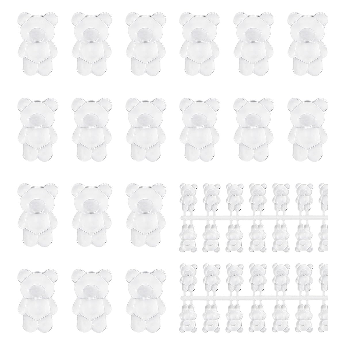 LCJAOF 140pcs Nail Polish Color Card Display Sticks Cartoon Bear Shaped Transparent Acrylic Display Card for Colorful Polish DIY Manicure Tool Accessories