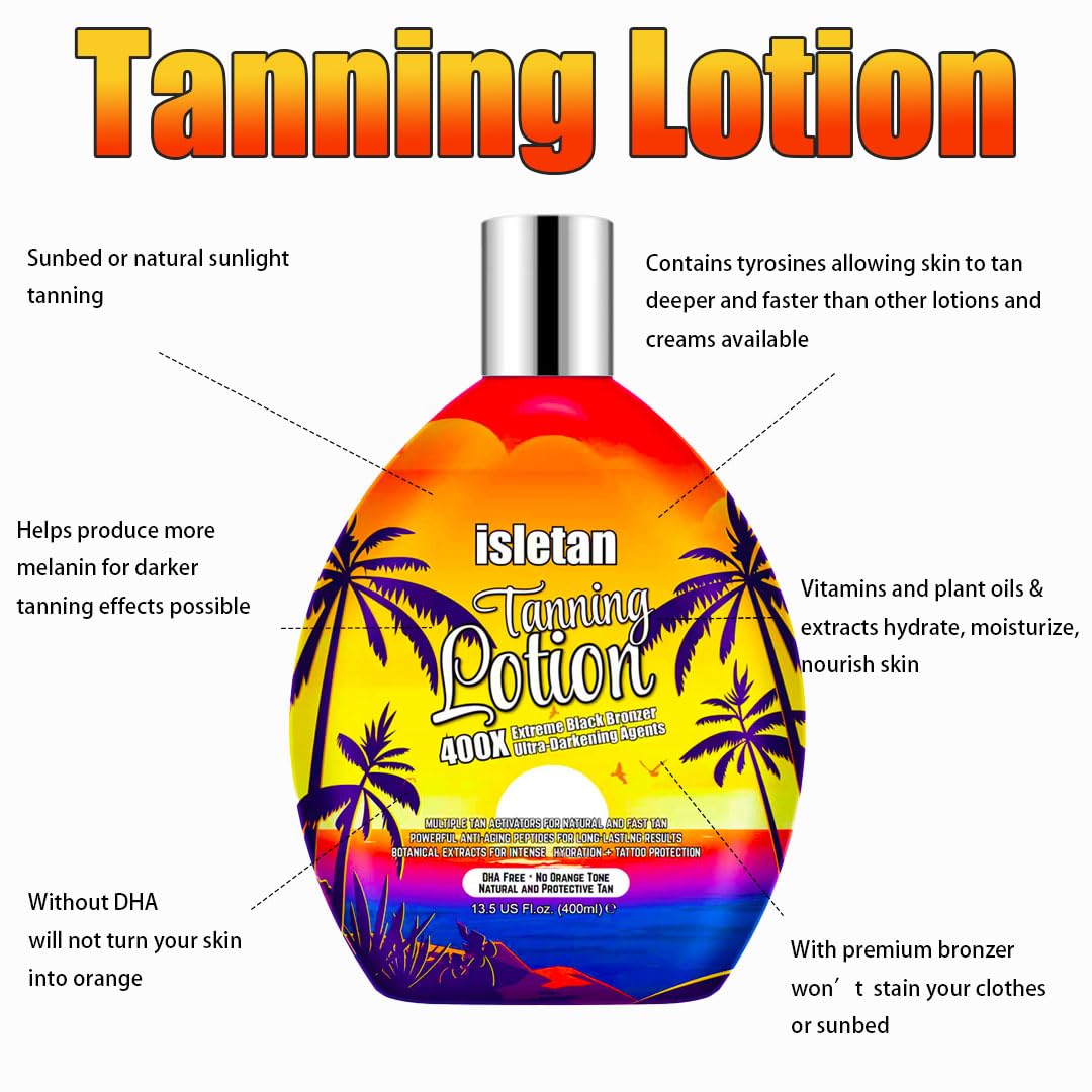Bronzing Tanning Lotion - Indoor Tanning Bed Lotion with Bronzer & DHA-Free Formula | 13.5 oz