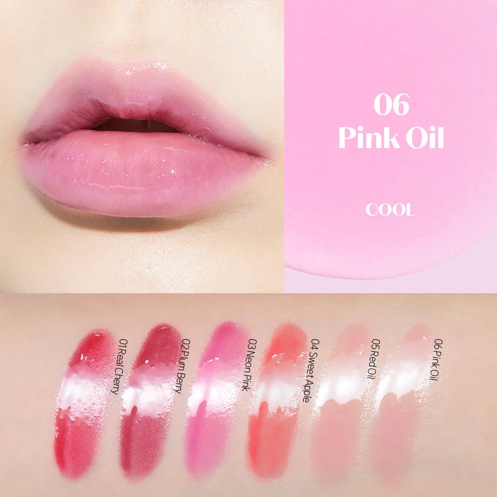 ETUDE Dear Darling Oil Tint #6 Pink Oil (0.14 fl.oz) | High Moisturizing and Strong Hydrating Lip Oil/Lip Gloss | Smooth and Moist Lips | Non-Sticky Lip Oil Tint For Dry Lips | K-beauty