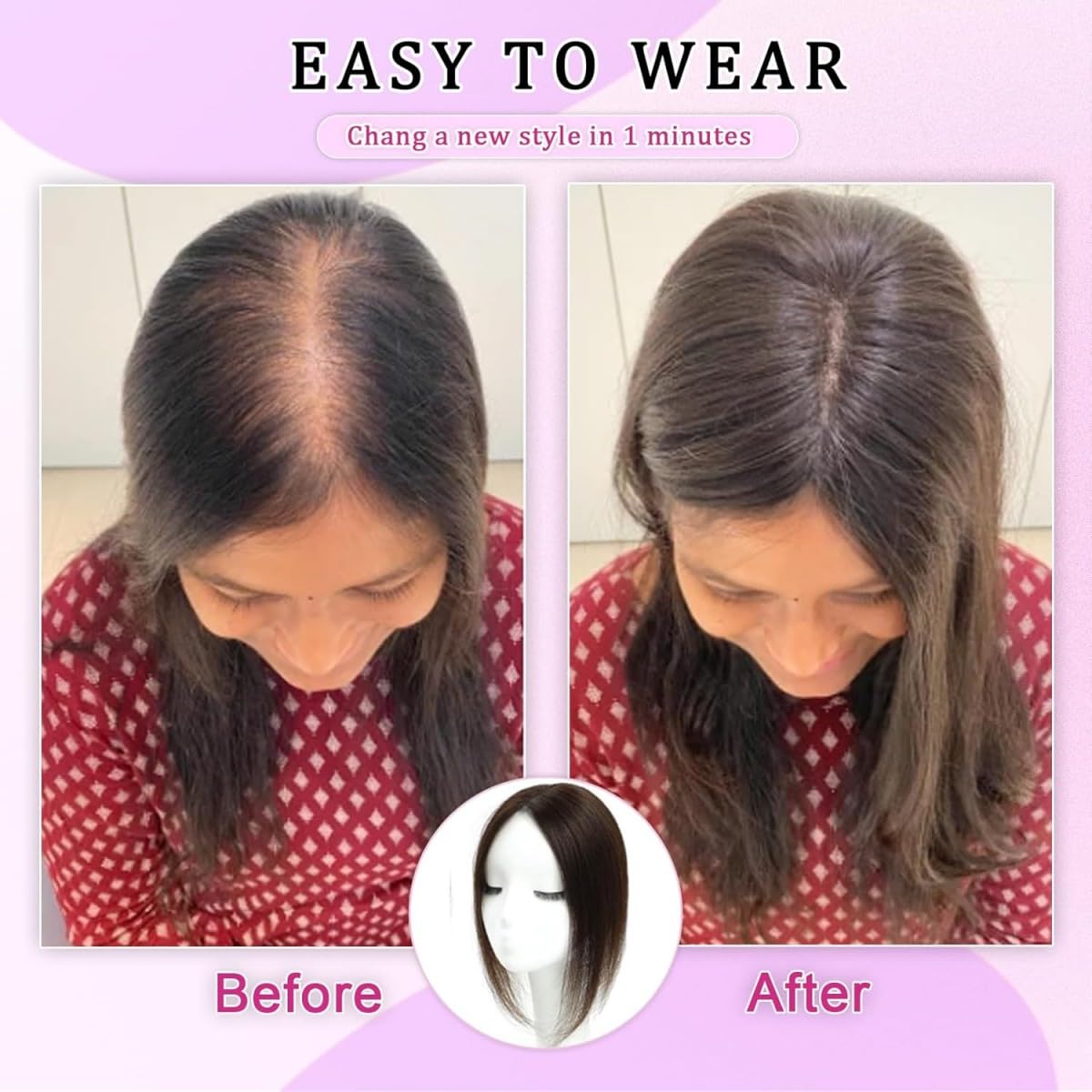 Odir Hair Toppers for Thinning Hair Women Human Hair Light Brown Clip in Hairpieces Human Hair Top of Head Fluffy Without Bangs