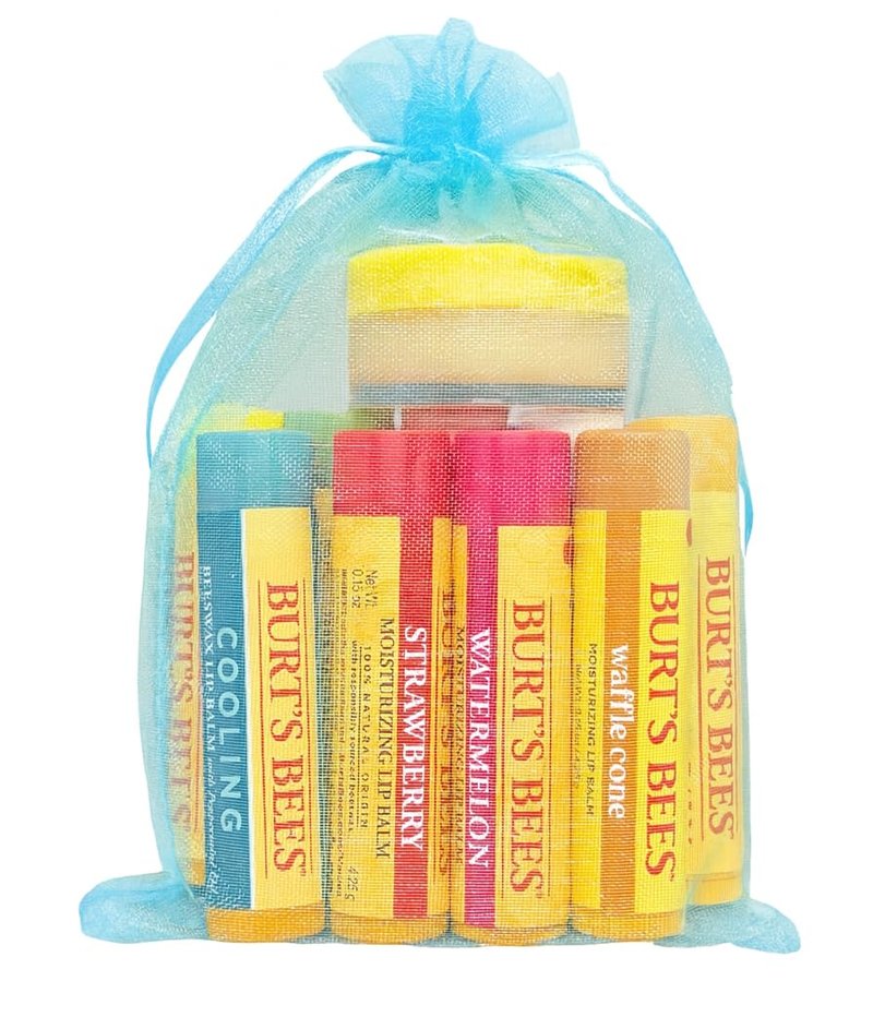 Burt's Bees 9 Count Lip Balm Variety Set + 1 Lemon Sorbet Lip Treatment - Stocking Stuffer - Flavors Choosen at Random