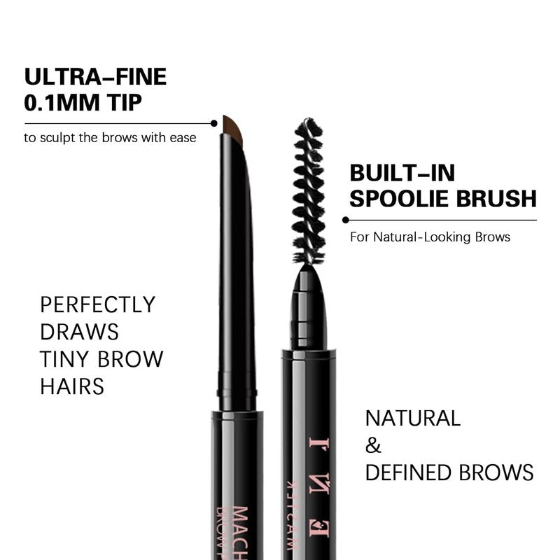 Microblading Eyebrow Pencil - Retractable Definer with Angled Precision Tip | Long-Lasting Waterproof, 0.1MM Ultra Slim, Deep Brown