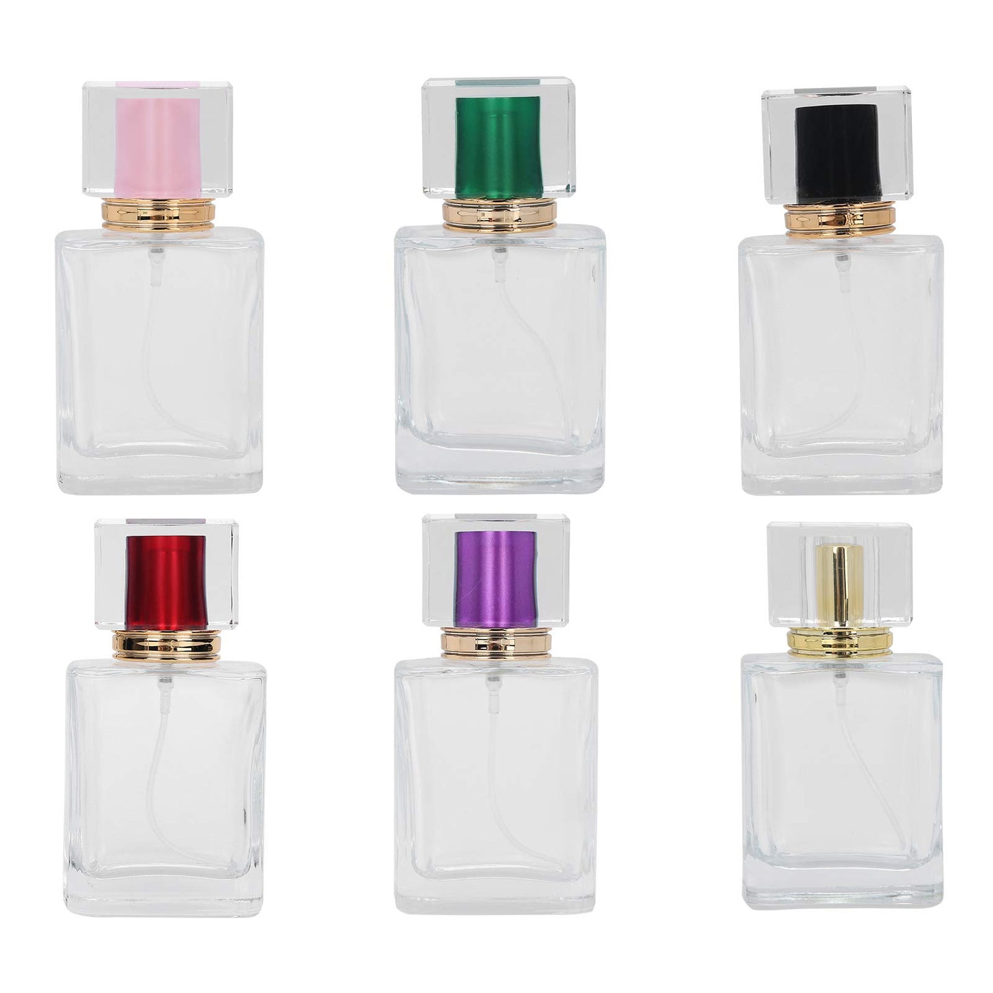 Sonew 6Pcs Glass Refillable Spray Bottle, Empty Perfume Bottle Atomize Cosmetic for Travel or Home DIY (50ml)