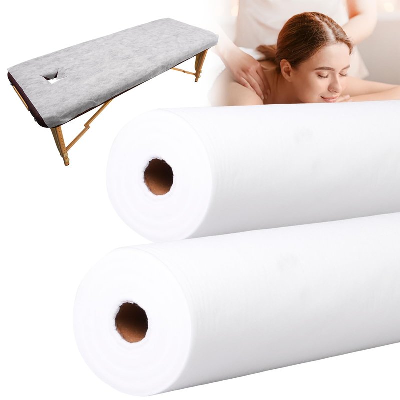 Disposable Massage Table Sheets -71" x 31.5" x 50 Sheets/Roll, 30 g/㎡-1 Roll Non woven Bed Sheets with Face Hole -Soft and Durable Table Cove Ideal for Spa, Massage Table, Tattoo, Waxing Table