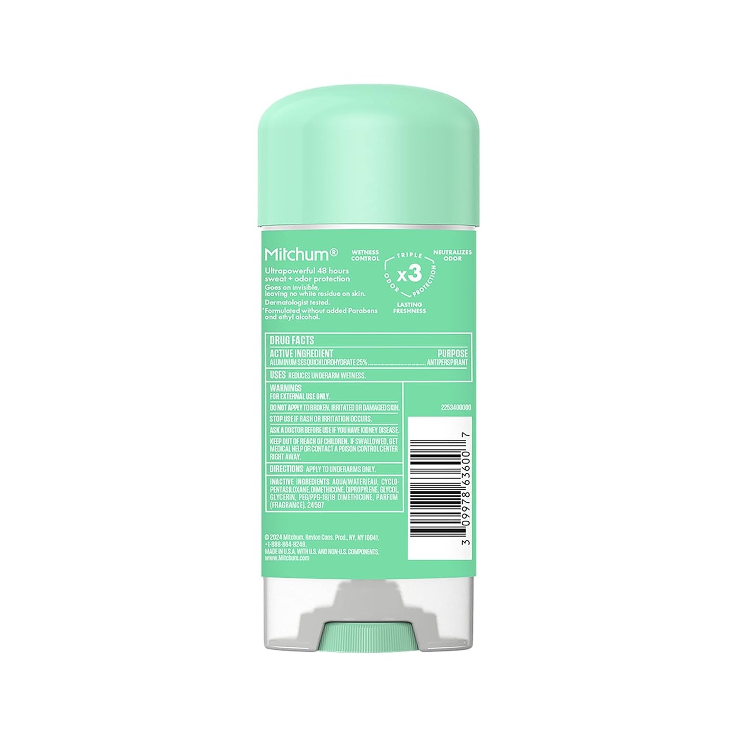 Mitchum Women’s Triple Odor Protection Antiperspirant & Deodorant Gel, Powder Fresh, 48HR Protection, 3.4 oz