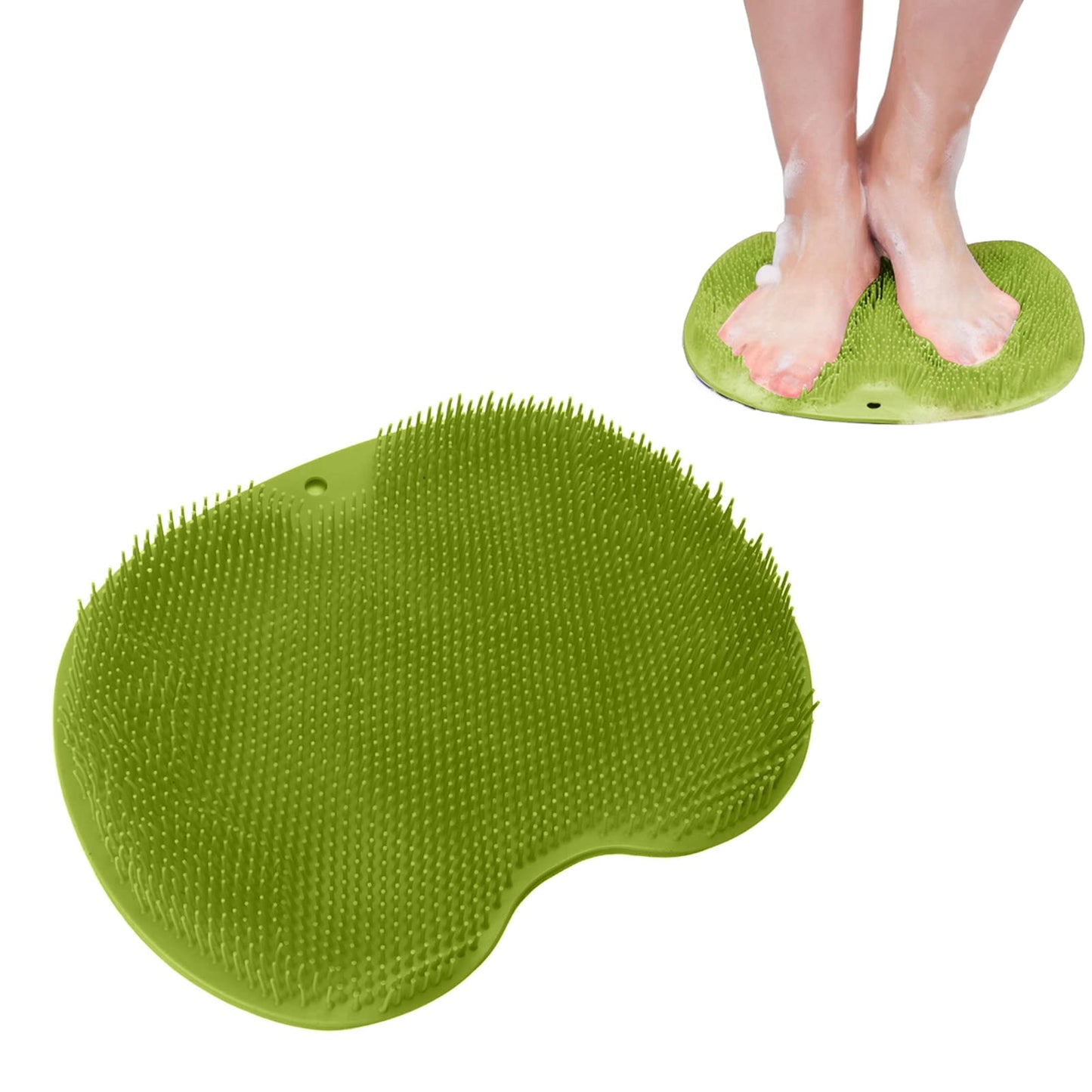 Bath Massage Pad, Shower Foot & Back Scrubber, Body Scrubber, Lazy Bath Massage Cushion Brush with Suction Cups, Bathroom Wash Foot Mat, Foot SPA, Exfoliating Dead Skin Foot Brush(Green)
