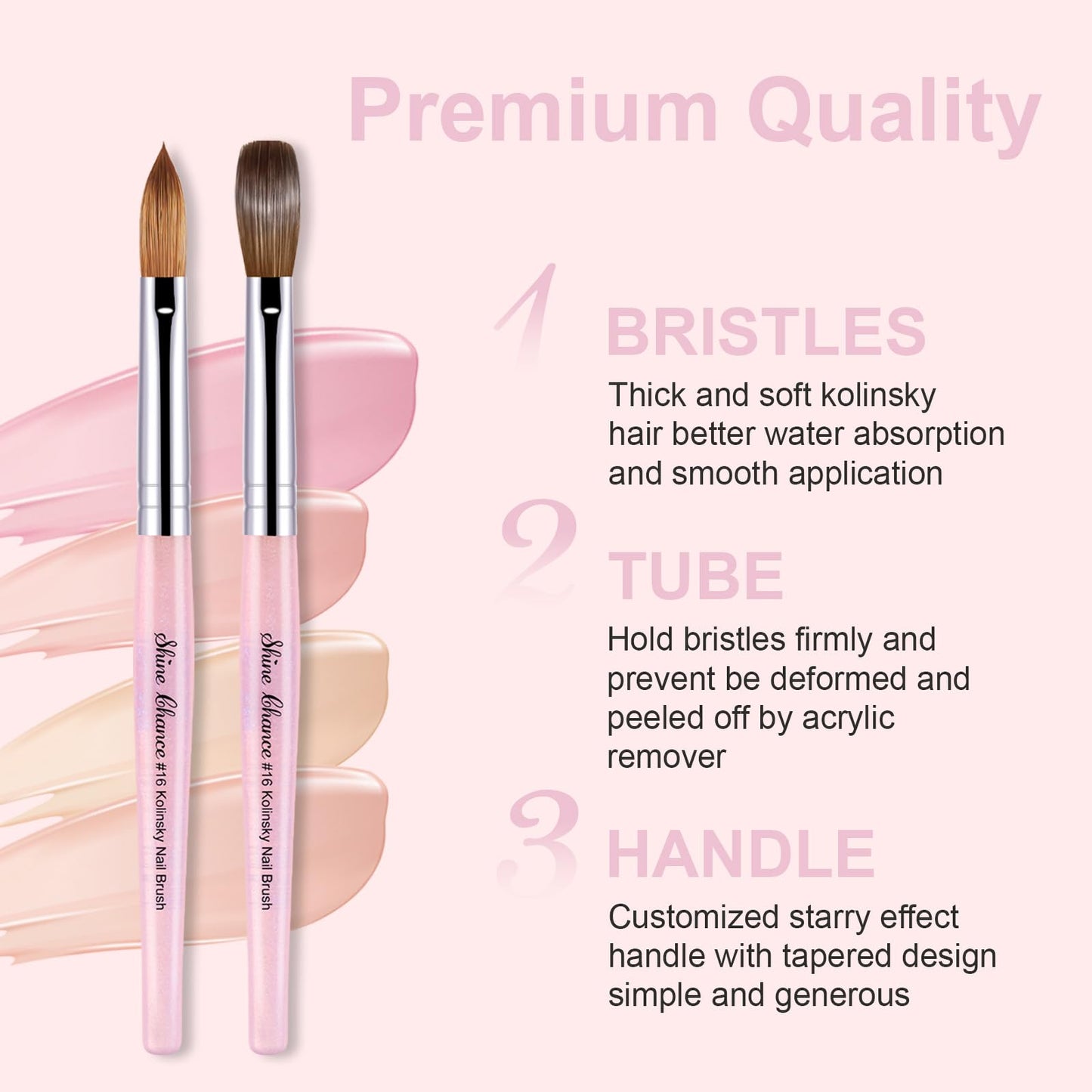 Acrylic Nail Brush Size 18, 100% Pure Kolinsky Nail Brush for Acrylic Application, Professional Nail Extension Manicure Tool Nail Drawing Pen for DIY Home Salon(Pink)