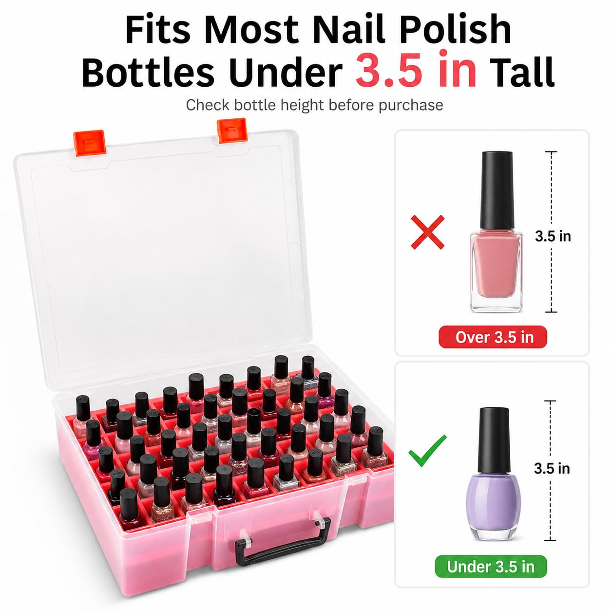 FULLCASE Nail Polish Organizer, 54 Bottles Nail Storage with Separate Sponge Compartment for Sally Hansen/for GAOY/for OPI/for Essie/for CANNI Gel/for DND Gel Polish