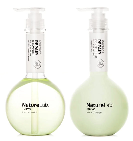 NatureLab.TOKYO Perfect Repair Shampoo & Conditioner Duo - Japanese Shampoo and Conditioner for Damaged, Color-Treated Hair - Penetrates Roots and Restores Strands - Japanese Hair Care - 11.5oz each