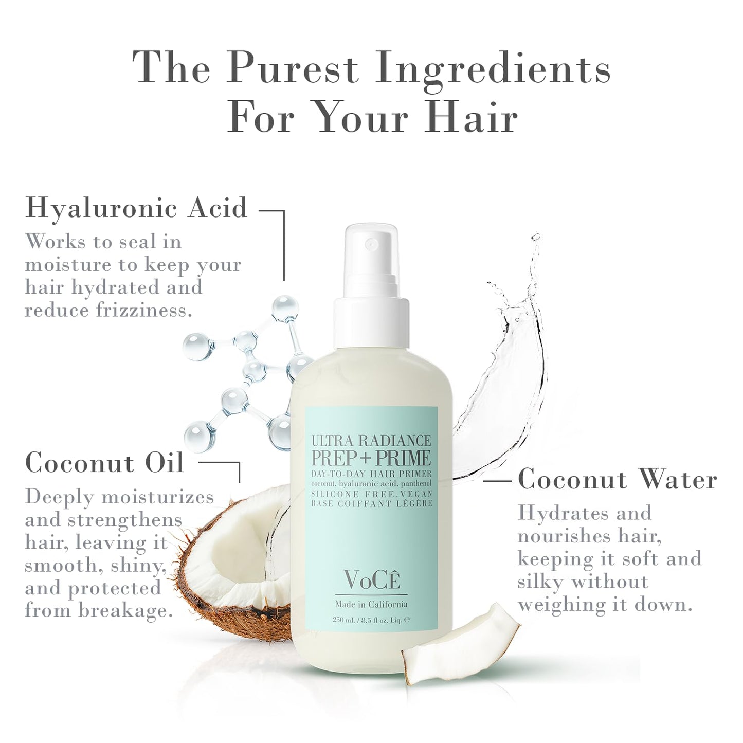 Vegan Hair Prep & Prime Spray - Shine, Style Retention & Heat Protection | Anti-Frizz, Nourishing Formula (8.5oz | 250ml)
